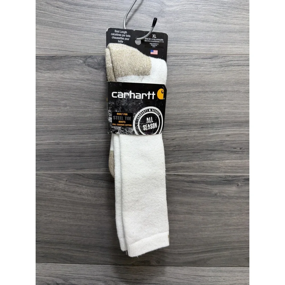 Carhartt Socks XL Pair Steel Toe All Season Work Boot Sz 11-15 White